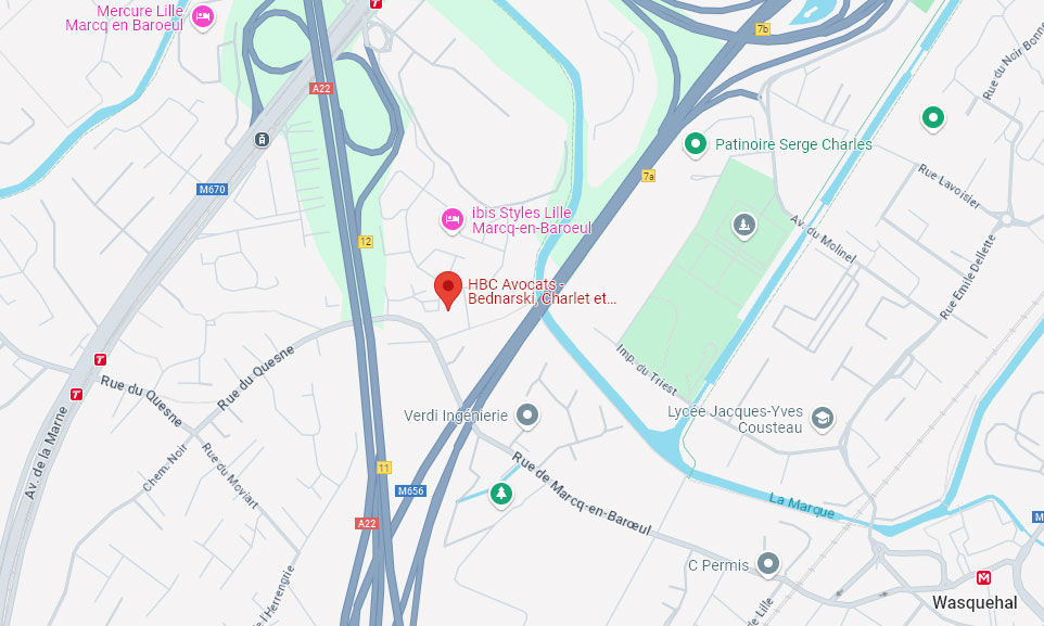 Carte d'accès au cabinet d'avocat HBC à Lille